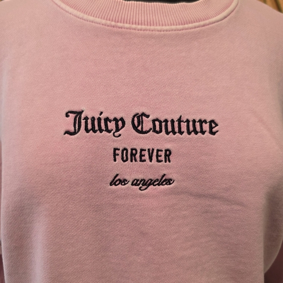 Juicy Couture X Forever 21 L Pink Sweatshirt Classic Crew Barbie Y2K Girlie - Picture 3 of 16